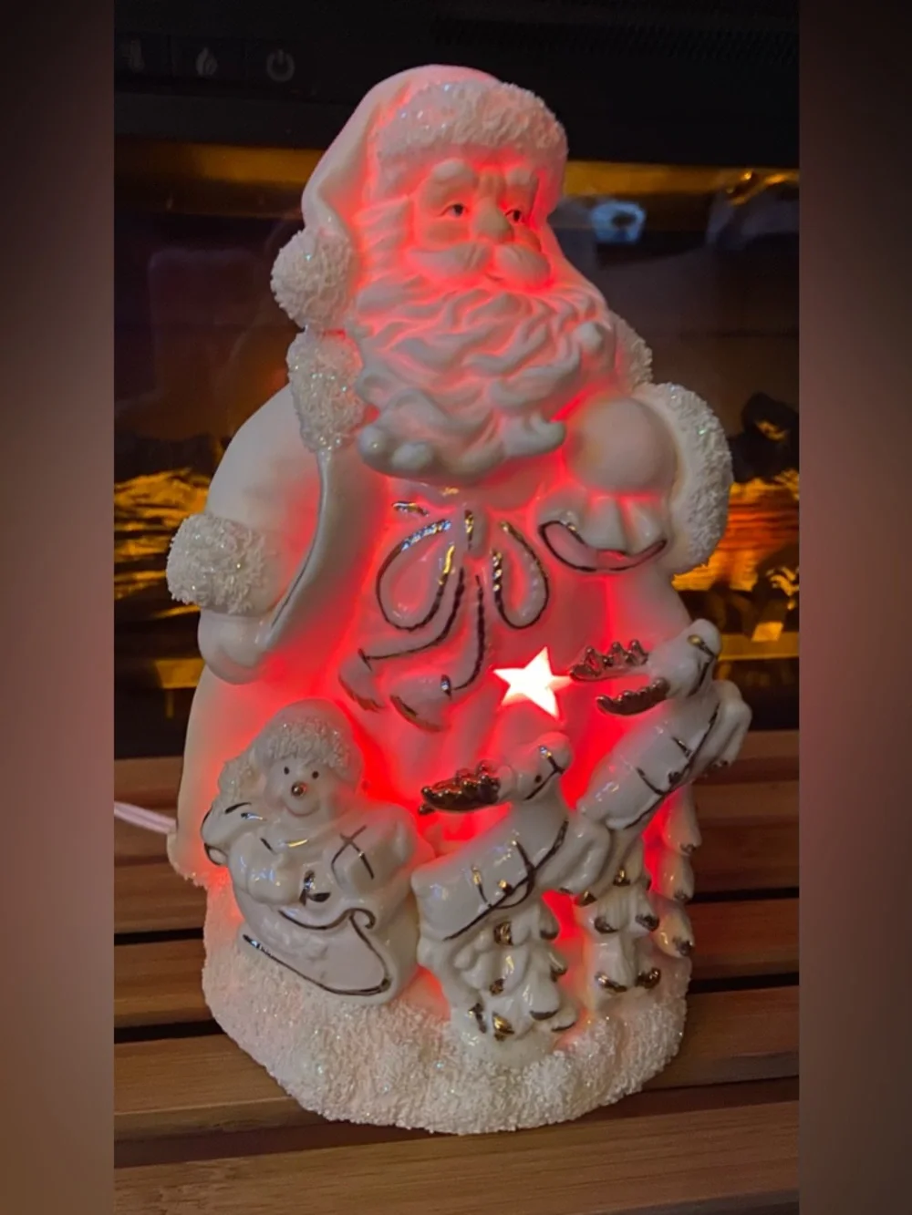 Lenox Vintage/Works White Ceramic Santa w/Red Night Light Glowing Holiday Decor